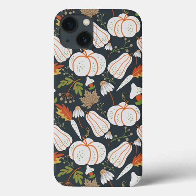 Pumpkin seamless pattern floral black and white Case-Mate iPhone case (Back)