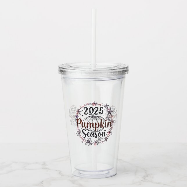 Pumpkin Season 2025 – Elegant Autumn Acrylic Tumbl Tumbler (Front)