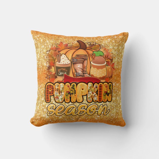 Pumpkin Season Autumn Customise Colour Cushion (Front)