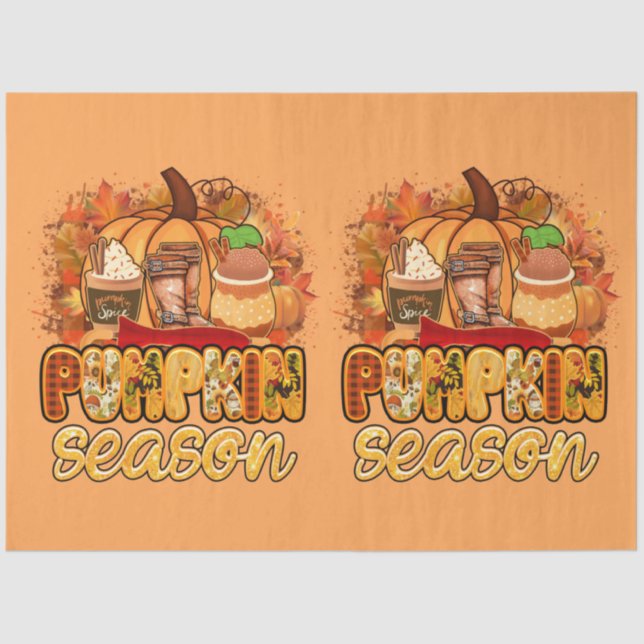 Pumpkin Season Autumn Customise Colour Tissue Paper (Front)