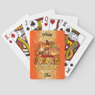Pumpkin Season Autumn Customise Text and Colour Playing Cards