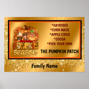 Pumpkin Season Autumn Customise Text and Colour Poster
