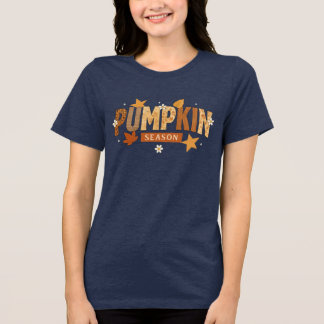 Pumpkin Season Autumn Pattern Lettering with Flora Tri-Blend Shirt