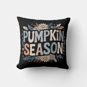 Pumpkin Season – Blue Floral Retro Coussin Cushion