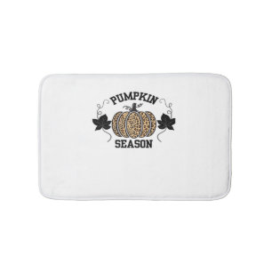Pumpkin Season  Cheetah Print Pumpkin Fall Design  Bath Mat
