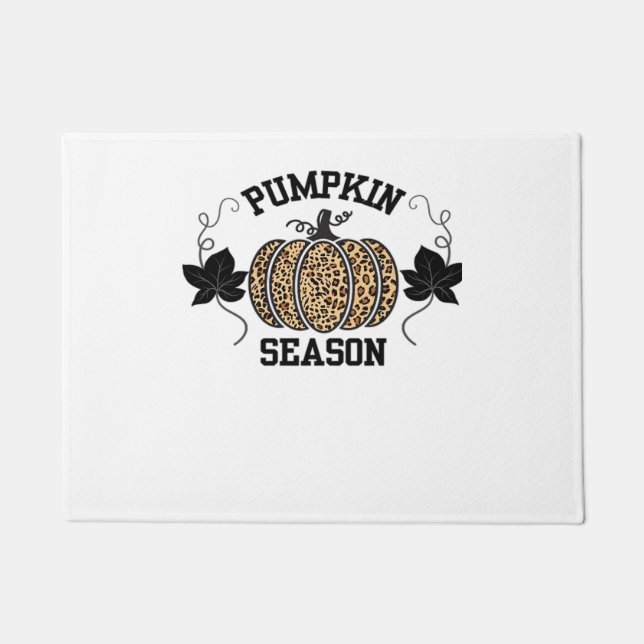 Pumpkin Season  Cheetah Print Pumpkin Fall Design  Doormat (Front)