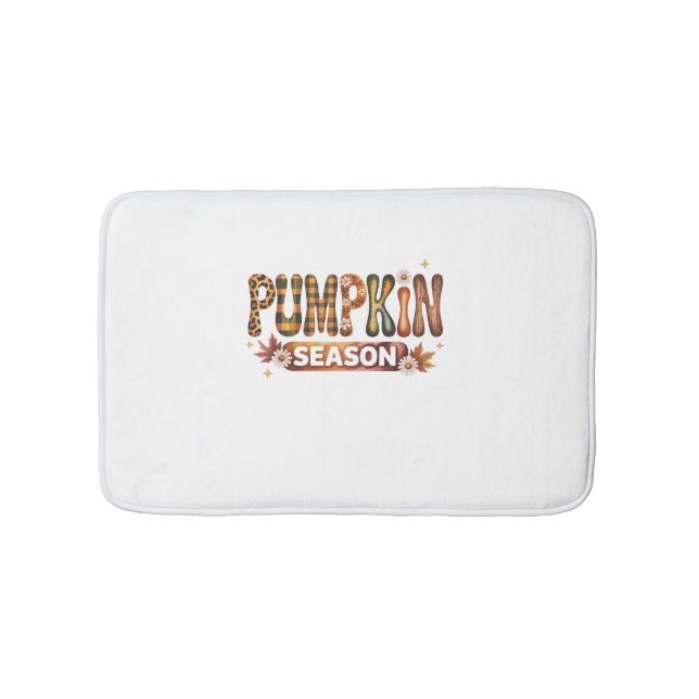 Pumpkin Season Fall Boho Bath Mat (Front)