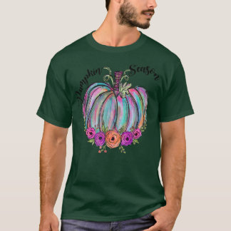 Pumpkin Season FlowerPumpkin Colourful Fall Autumn T-Shirt