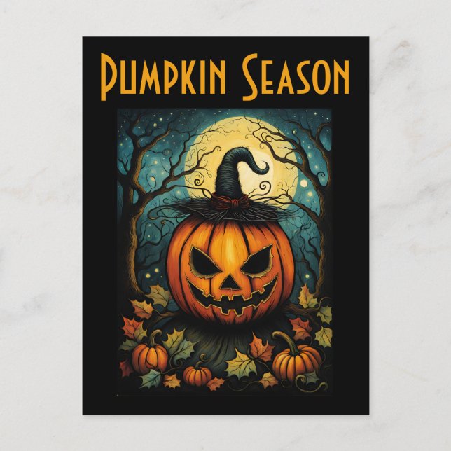 Pumpkin Season Halloween Postcard (Front)