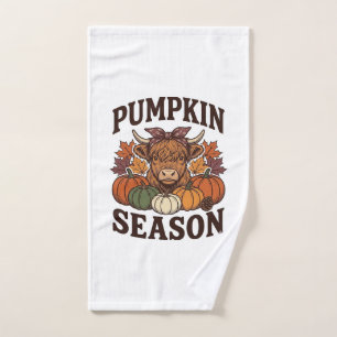 Pumpkin Season Highland Cow Vintage Fall Shirt_1 Hand Towel
