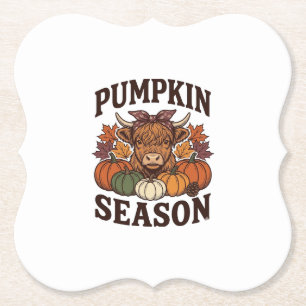 Pumpkin Season Highland Cow Vintage Fall Shirt_1 Paper Coaster