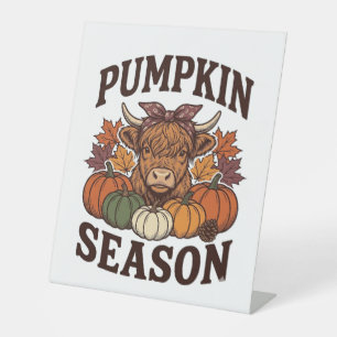Pumpkin Season Highland Cow Vintage Fall Shirt_1 Pedestal Sign