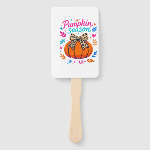 Pumpkin Season Leopard Bow Design � Cute Fall Aest Hand Fan