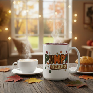Pumpkin Season Rustic Fall Cosy Thanksgiving Two-Tone Coffee Mug