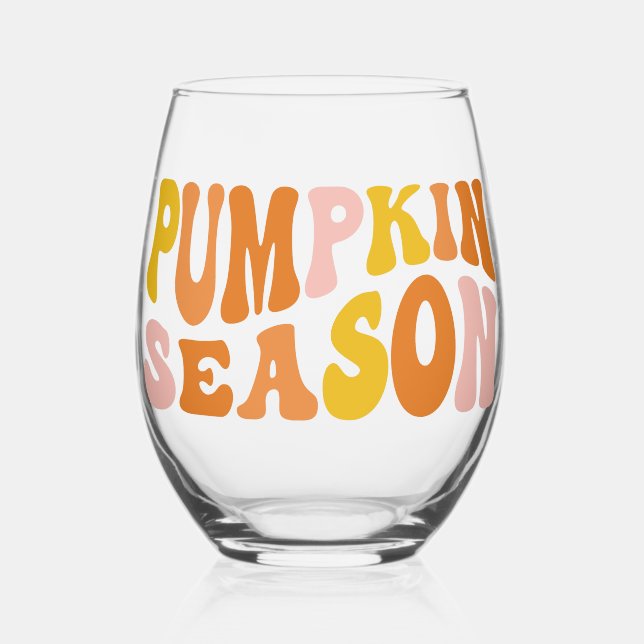Pumpkin Season Stemless Wine Glass (Front)