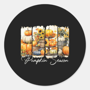 Pumpkin Season Thanksgiving Fall Vibes Autumn Farm Classic Round Sticker