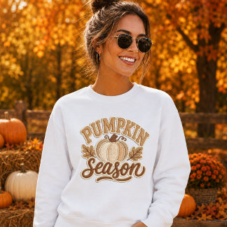 Pumpkin Season Vintage Varsity Patch Design Womens Sweatshirt