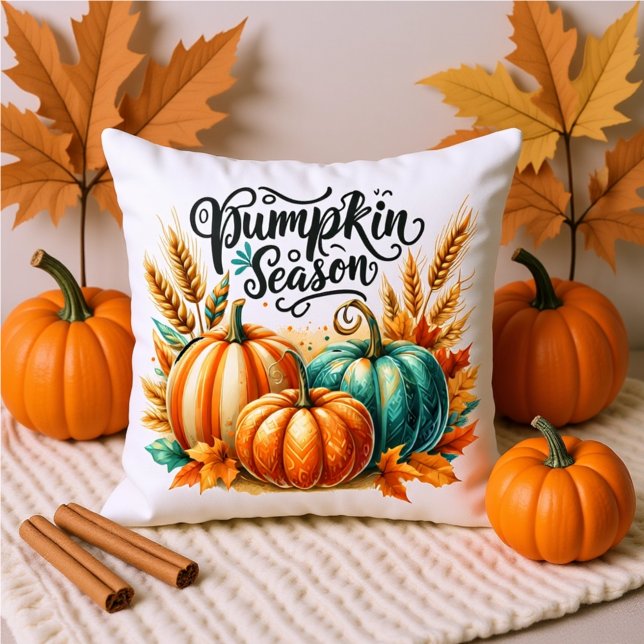 Pumpkin Season Watercolor Lettering – Cosy Autumn  Cushion (Creator Uploaded)