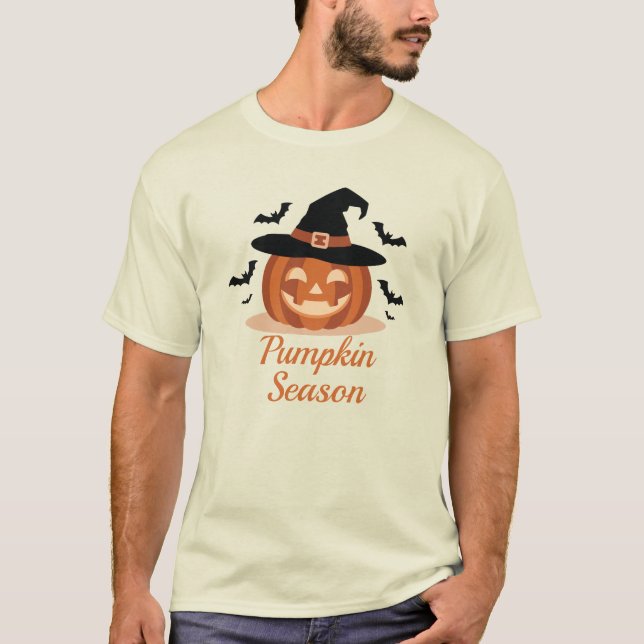 Pumpkin Season Witch Hat T-Shirt (Front)