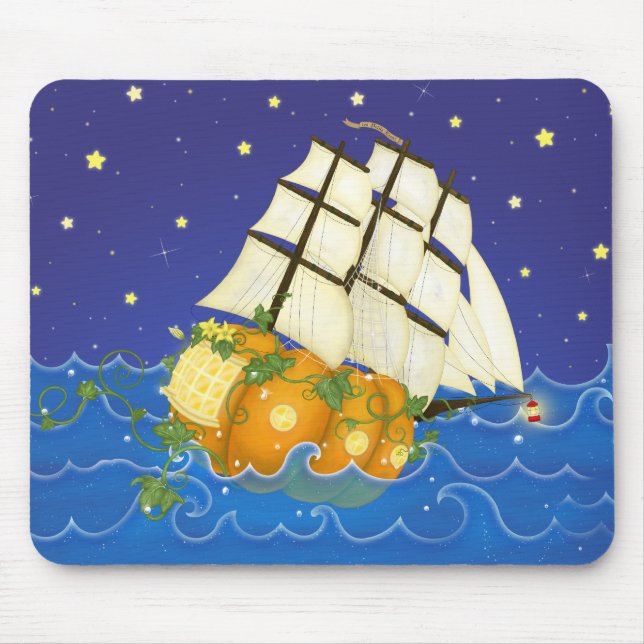 Pumpkin Ship at Sea Mouse Pad (Front)