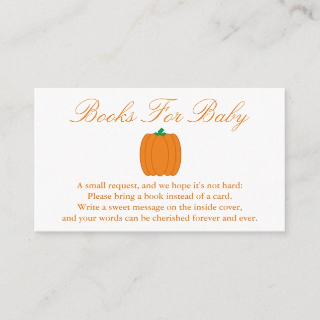 Pumpkin Shower Books For Baby Enclosure Card (Front)