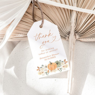 Pumpkin Shower Favour Tag, Fall Neutral Baby Showe Gift Tags