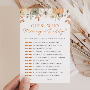 Pumpkin Shower Guess Who Mummy or Daddy Game