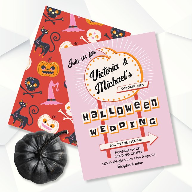 Pumpkin sign Mod Halloween Wedding Invitation (Creator Uploaded)