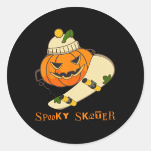 Pumpkin Skateboard Halloween Costume Fun Skateboar Classic Round Sticker