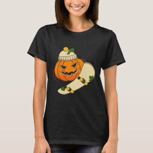 Pumpkin Skateboard Halloween Costume Funny Skatebo T-Shirt