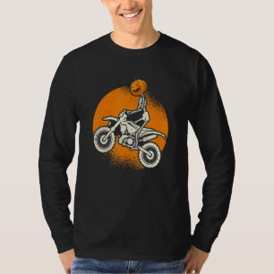 Pumpkin Skeleton Dirt Bike Rider Halloween Motocro T-Shirt