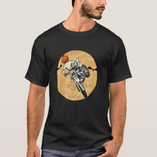 Pumpkin Skeleton Dirt Bike Rider Halloween Motocro T-Shirt
