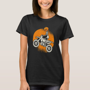 Pumpkin Skeleton Dirt Bike Rider Halloween Motocro T-Shirt
