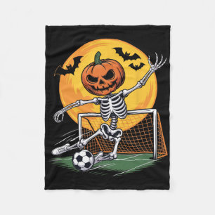 Pumpkin Skeleton Goalie Soccer Halloween Spooky Sp Fleece Blanket