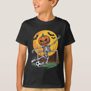 Pumpkin Skeleton Goalie Soccer Halloween Spooky Sp T-Shirt