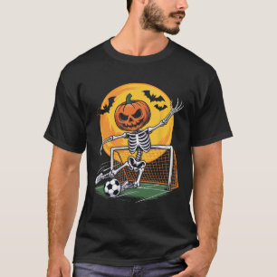 Pumpkin Skeleton Goalie Soccer Halloween Spooky Sp T-Shirt