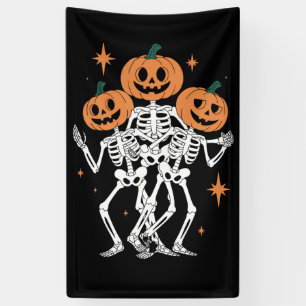Pumpkin Skeleton Halloween Pumpkin Spooky Season Banner