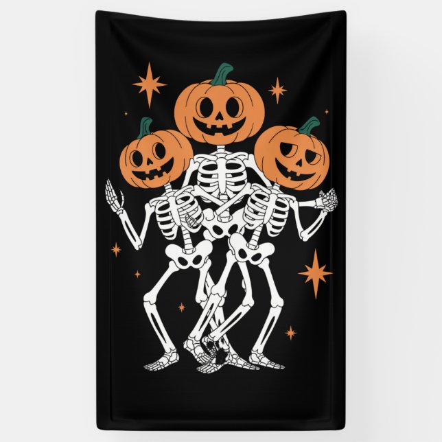 Pumpkin Skeleton Halloween Pumpkin Spooky Season  Banner (Vertical)