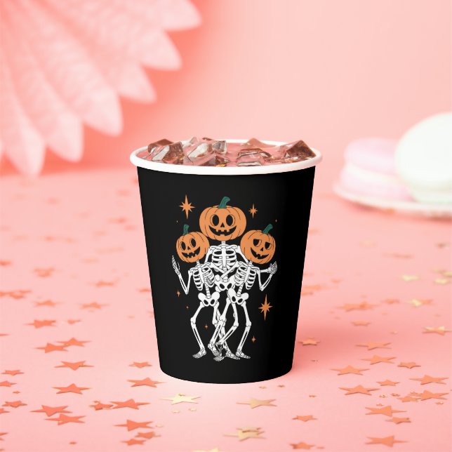 Pumpkin Skeleton Halloween Pumpkin Spooky Season  Paper Cups (Insitu)