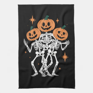 Pumpkin Skeleton Halloween Pumpkin Spooky Season Tea Towel