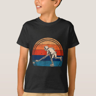 Pumpkin Skeleton Ice Hockey Halloween Winter T-Shirt