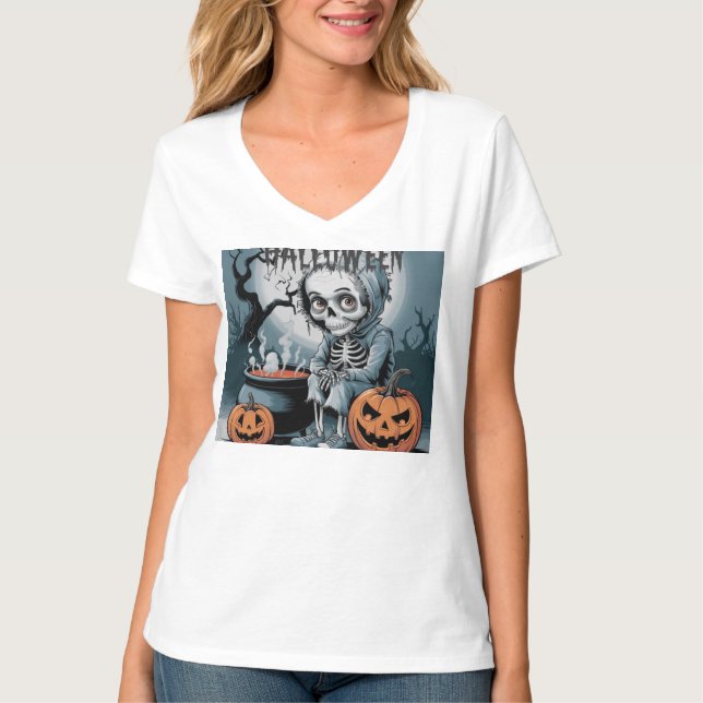 Pumpkin Skeleton Party T-Shirt (Front)