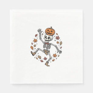 Pumpkin Skeleton Shirt Vintage Engraving Autumn Da Napkin