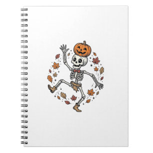 Pumpkin Skeleton Shirt Vintage Engraving Autumn Da Notebook