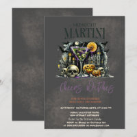 Pumpkin Skeleton Skull Martini Dark Halloween 