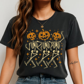 pumpkin skeleton tshirt