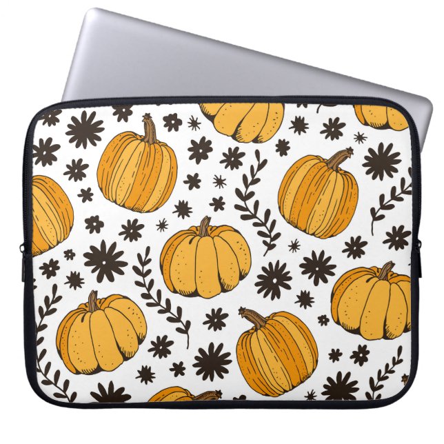 Pumpkin sketches: hand-drawn seamless pattern. laptop sleeve (Front)