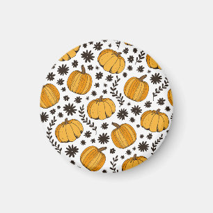 Pumpkin sketches: hand-drawn seamless pattern. magnet