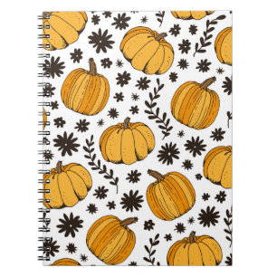 Pumpkin sketches: hand-drawn seamless pattern. notebook