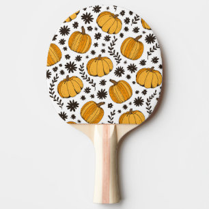 Pumpkin sketches: hand-drawn seamless pattern. ping pong paddle